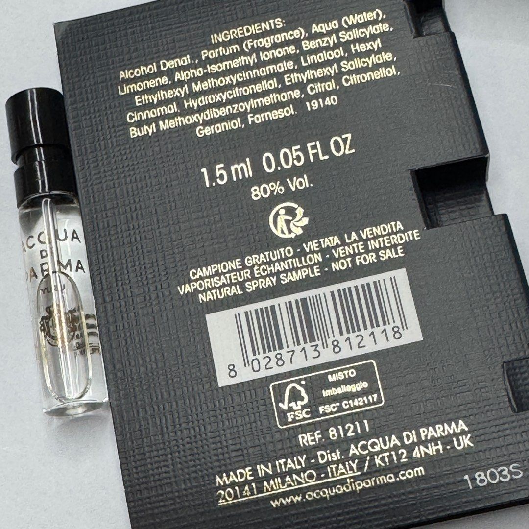 帕尔玛之水柚子香水 1.5ml 0.05 fl.盎司。官方香水小样 帕尔玛之水柚子香水 1.5ml 0.05 fl.盎司。官方香水小样